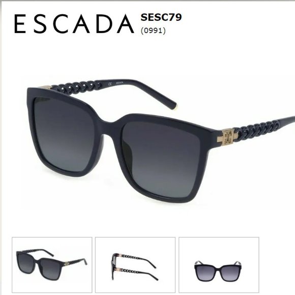 Escada Sunglasses  Blue Gradient SESC79  0991 Gold Detail  Authentic main image 4